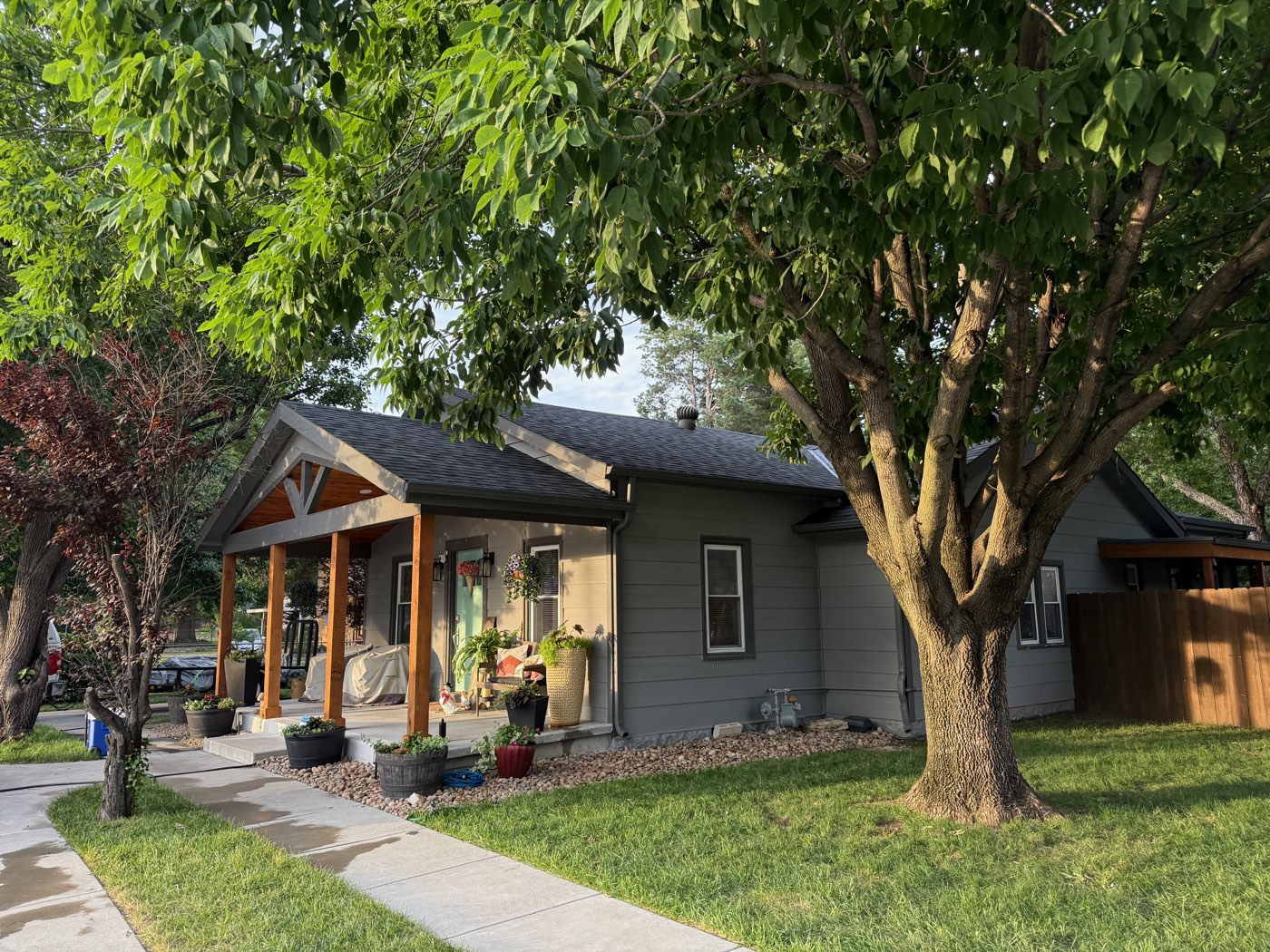 Completed shingle roof on a Wichita bungalow