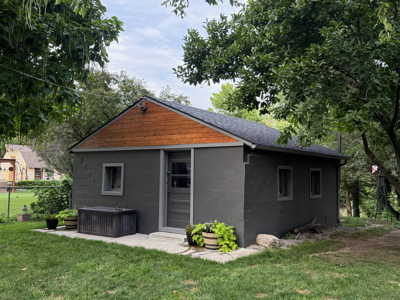 Completed roof on a detached garage