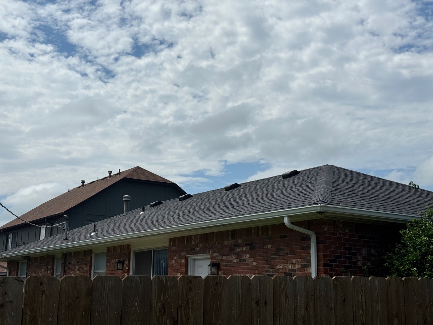 Close-up of a finished architectural shingle roof